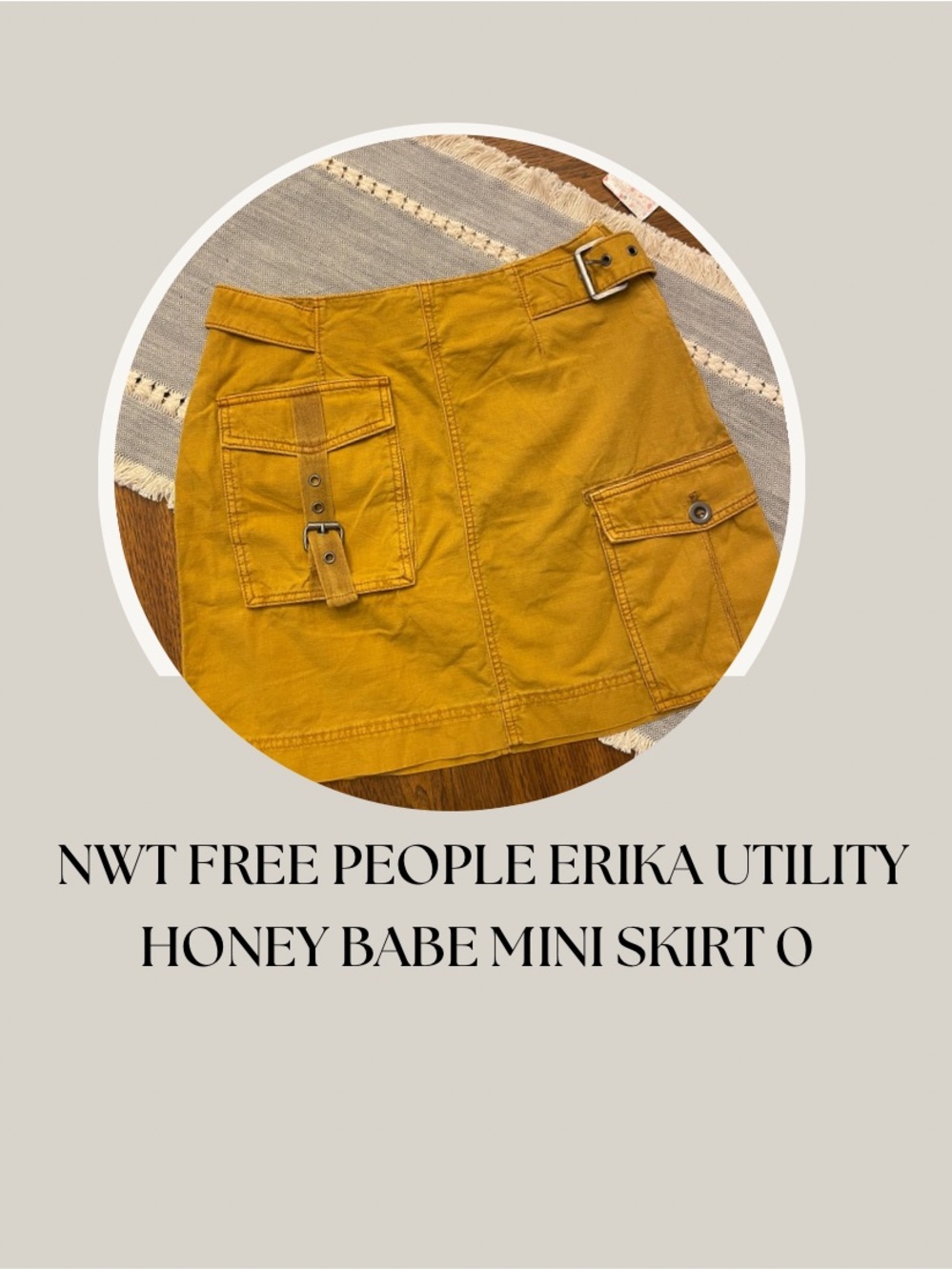 NWT FREE PEOPLE ERIKA UTILITY HONEY BABE MINI SKIRT 0